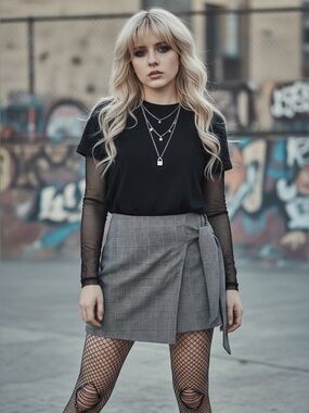 2016 Tumblr Aesthetic Skirt Lot M Faded Rose Tennis Forever 21 Plaid